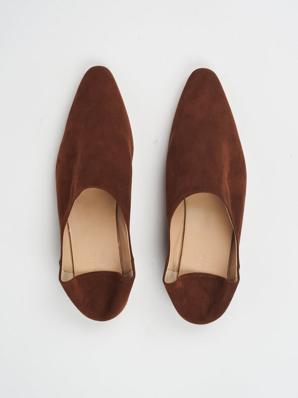 The Mule in Chocolate Suede