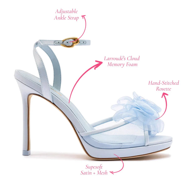 Salma Platform Sandal In Cerulean Blue Satin