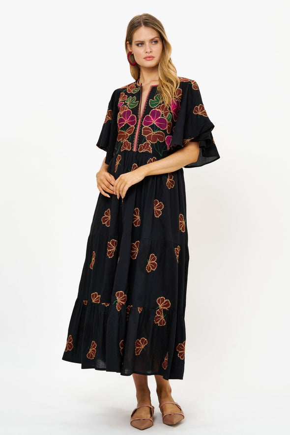 Flirty V-Neck Maxi- Almay Black