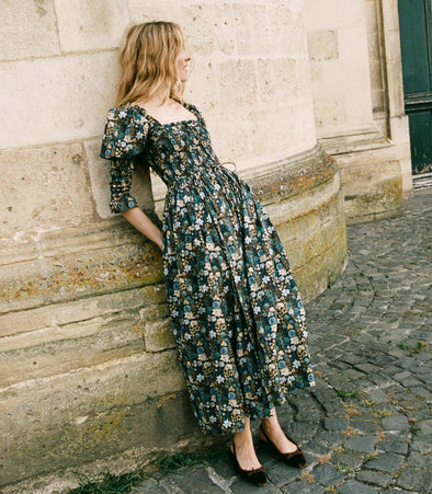 BIJOU DRESS -- BLEU ARBOR FLORAL