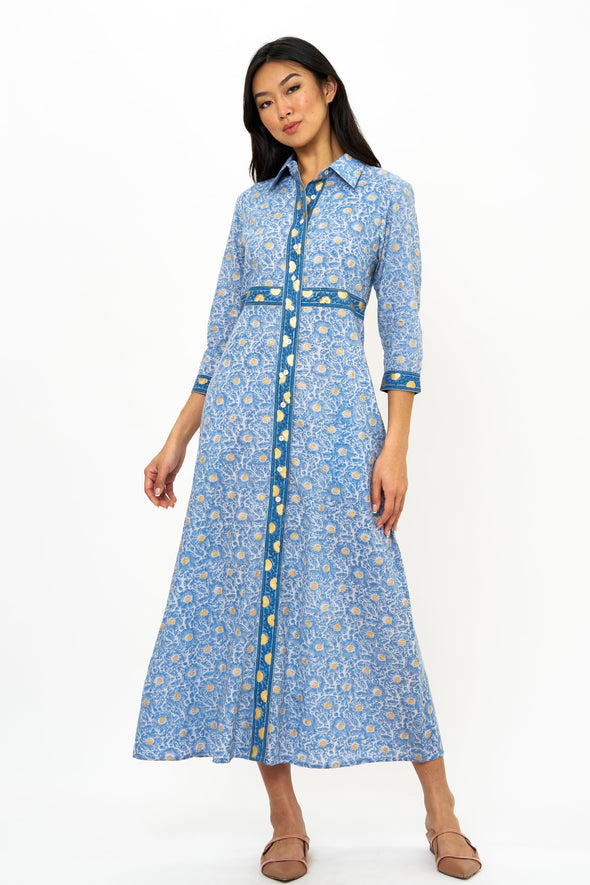 Shirt Dress Maxi- Budapest Blue