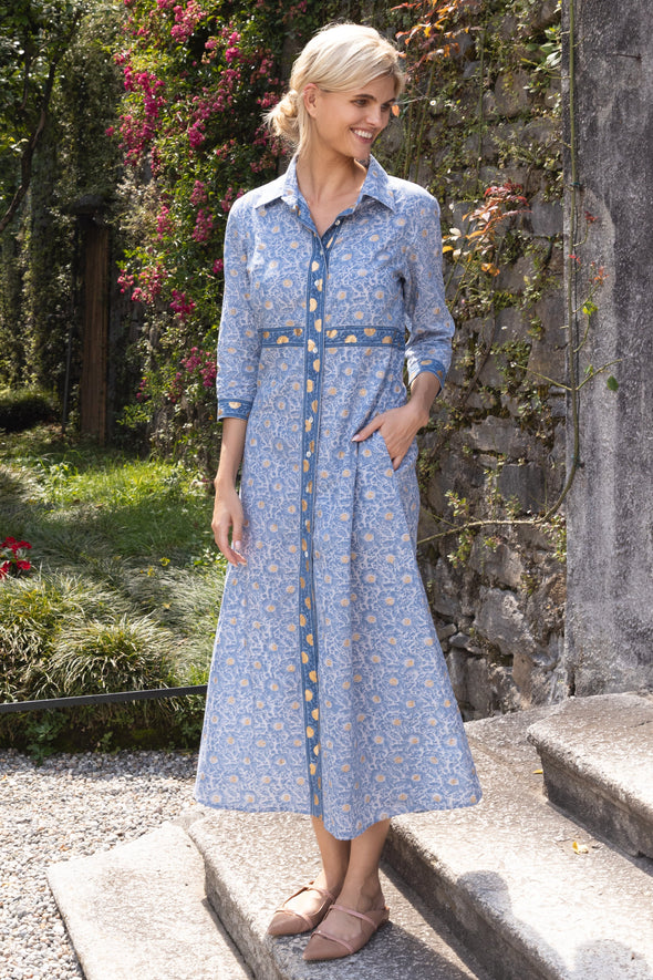 Shirt Dress Maxi- Budapest Blue