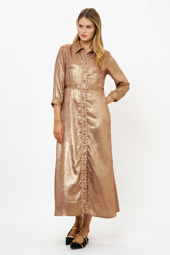 Shirt Dress Maxi- Cairo Gold