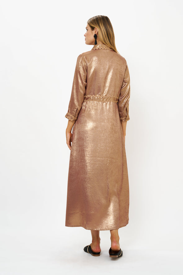 Shirt Dress Maxi- Cairo Gold