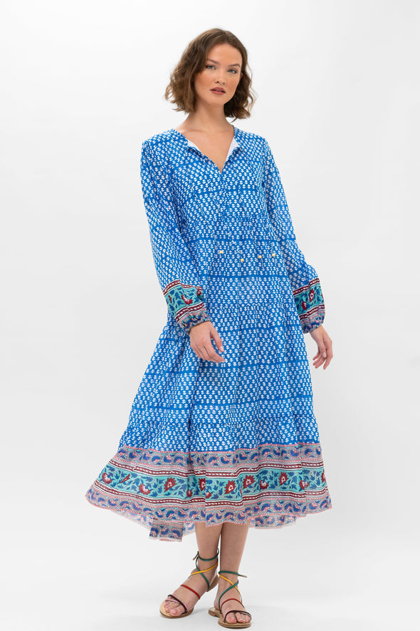 Long Sleeve Midi- Campania Blue