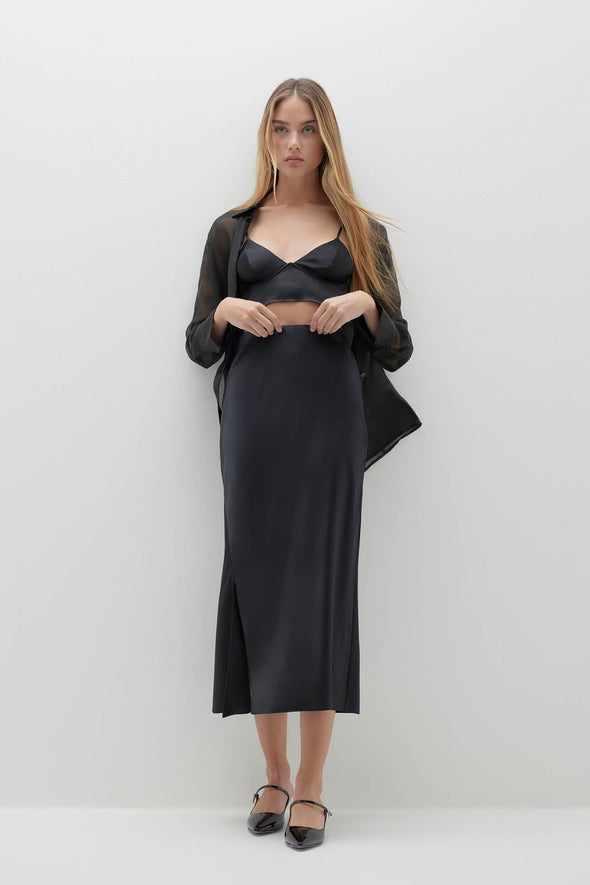 QUINN SILK MIDI SKIRT