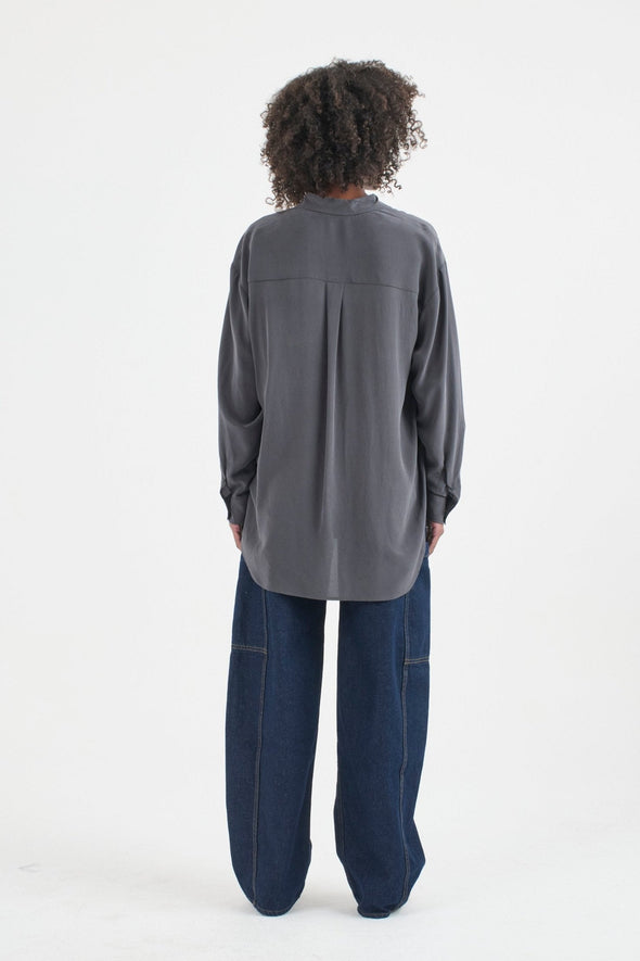 The Essential Silk Blouse in Dark Grey