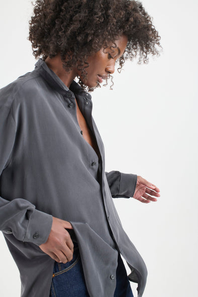 The Essential Silk Blouse in Dark Grey