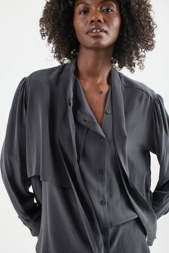 The Brooks Blouse in Dark Grey