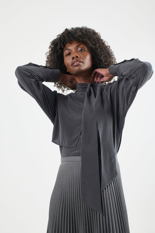 The Brooks Blouse in Dark Grey