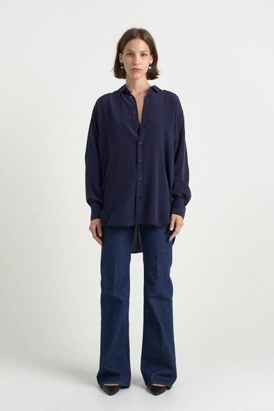 The Essential Silk Blouse in Navy