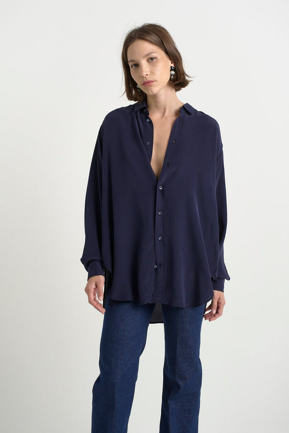 The Essential Silk Blouse in Navy