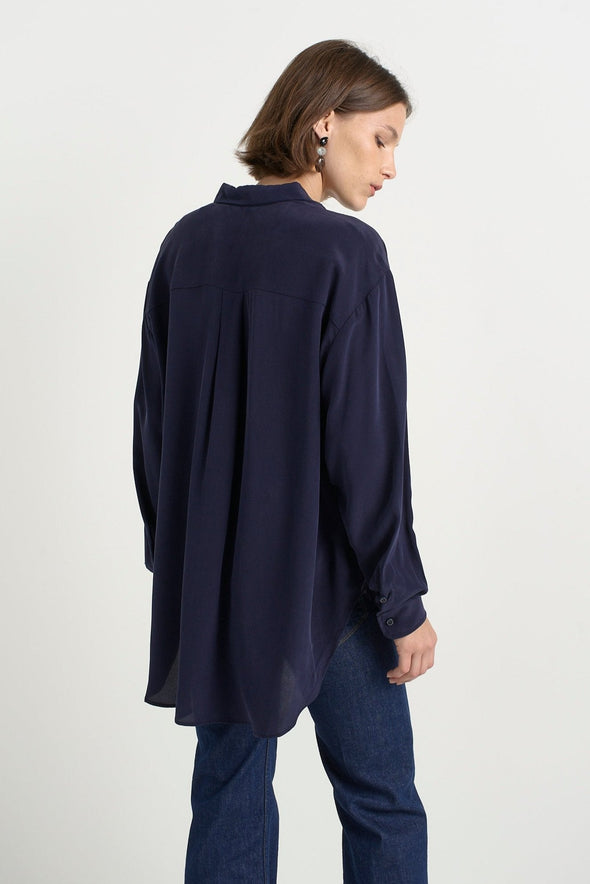 The Essential Silk Blouse in Navy