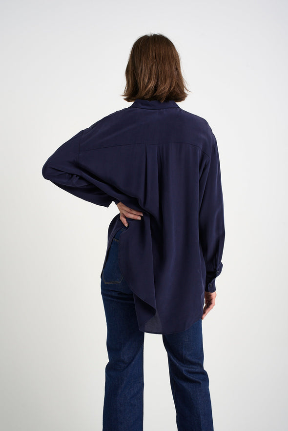 The Essential Silk Blouse in Navy