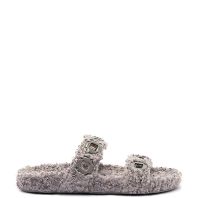 Milan Slide In Grey Faux Fur