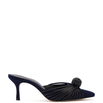 Mini Valerie Pump In Navy Suede and Black Leather