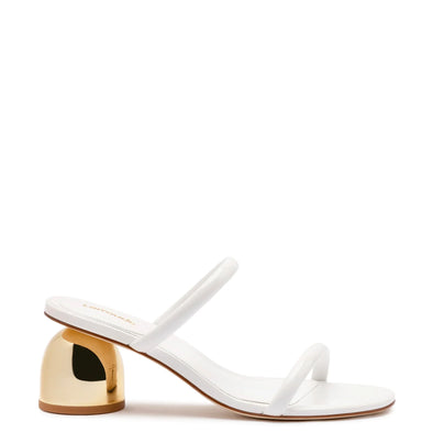 Dew Drop Mule In White Patent Leather