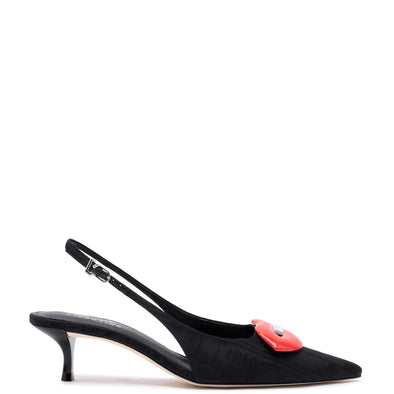 Larroudé x Libertine Lips Pump Lo In Black Fabric