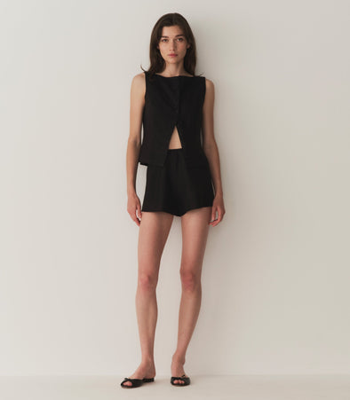 LOREN LINEN SHORT -- BLACK