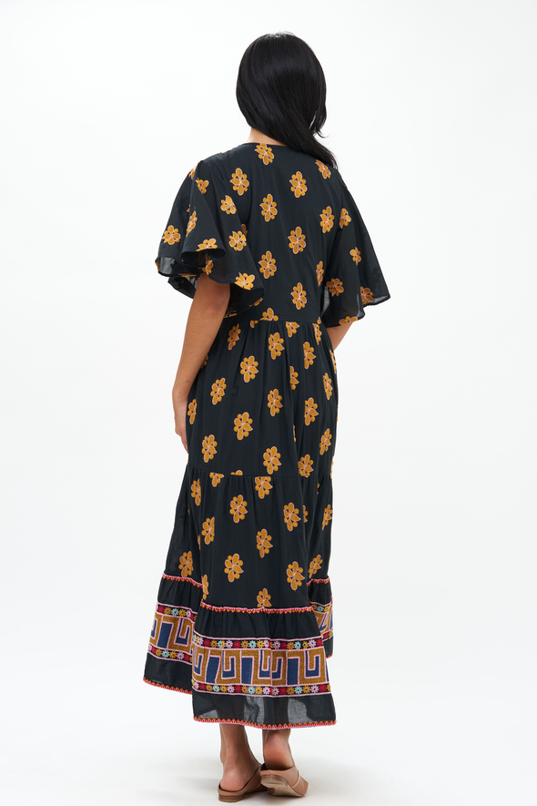 Flirty V-Neck Maxi- Lucknow Black