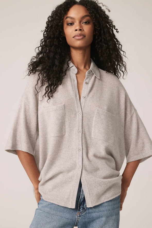 RUE BUTTON-UP CASHMERE TOP