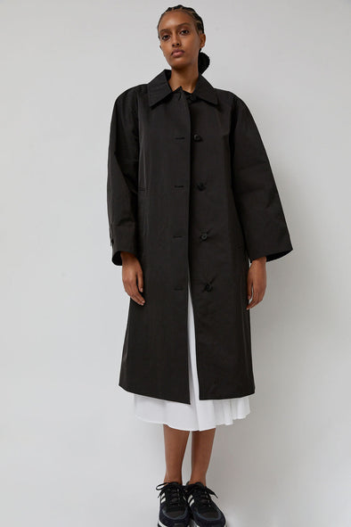 Nothing Written Nylon Volume Balmacaan Trench in Black