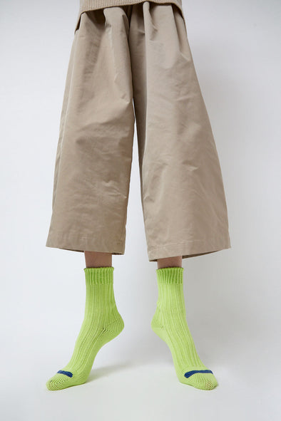 Rototo Chunky Ribbed Socks in Lime