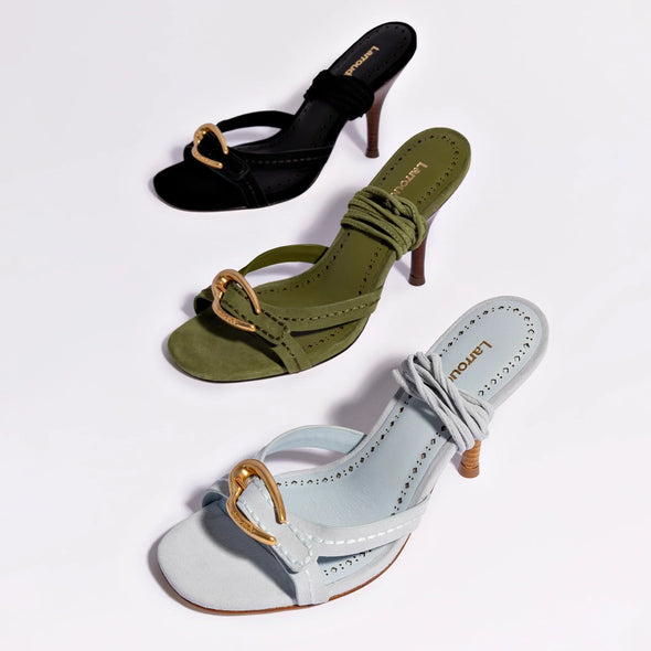 Verona Strappy Sandal In Seaweed Suede