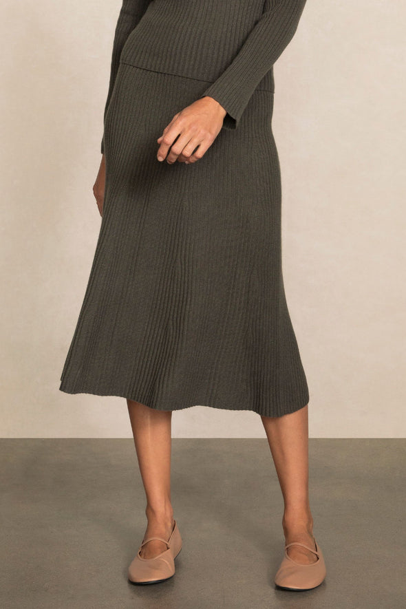 MIRA RIBBED MIDI SKIRT